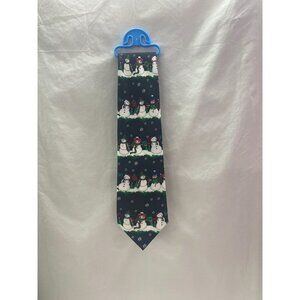 Yule Tie Greetings by Hallmark Men's Blue Christmas Snowman Tie 100% Polyester